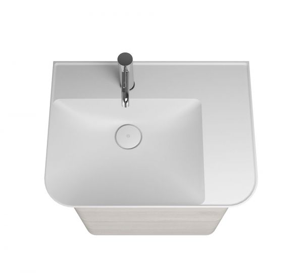 Burgbad Iveo Mineralguss-Waschtisch mit Unterschrank und LED-Beleuchtung, 2 Auszüge, 65cm eiche dekor merino