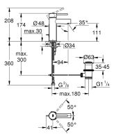 Vorschau: Grohe Essence Waschtischbatterie S-Size mit Ablaufgarnitur, wassersparend, chrom