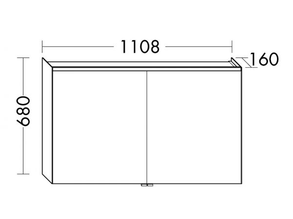 Burgbad Iveo Spiegelschrank mit horizontaler LED-Beleuchtung, 2 Spiegeltüren, 110,8x68cm