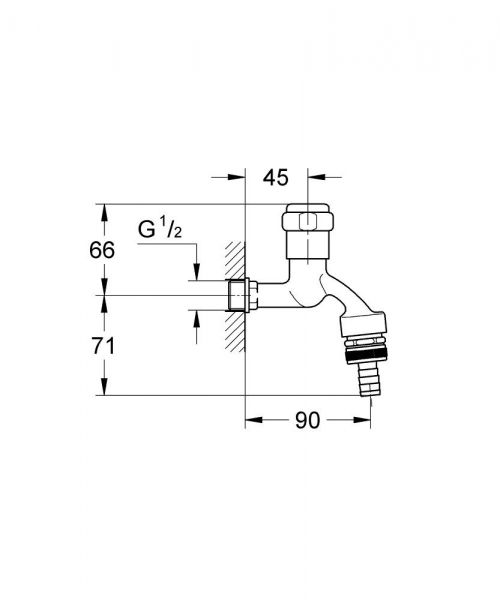 Grohe Eggemann Armaturenkombination 1/2" mit Rohrbelüfter u. Rückflussverhinderer, chrom