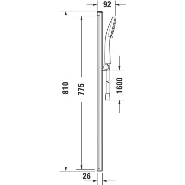 Duravit Universal Brausestange 80cm mit Handbrause 3 Strahlarten & Schlauch, weiß/chrom