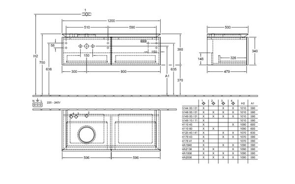 Villeroy&Boch Legato Waschtischunterschrank 120x50cm für Aufsatzwaschtisch, 2 Auszüge glossy white B57900DH1