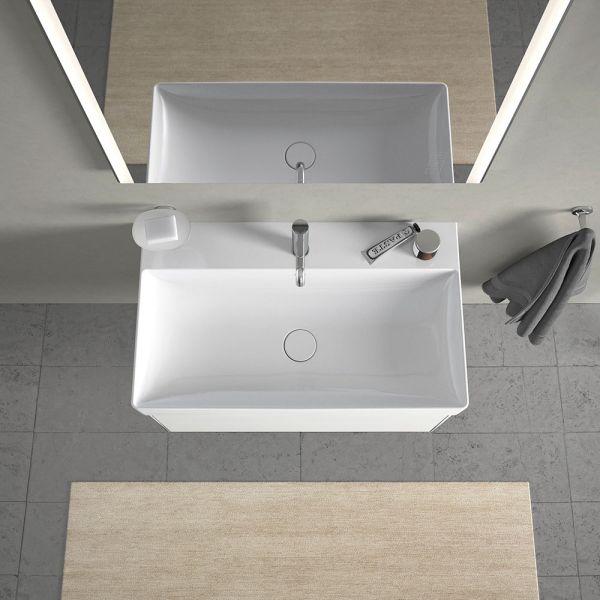 Duravit DuraSquare Waschtisch 80x47cm, ohne Überlauf, mit nicht verschließbarem Ablaufventil, weiß 2353800041