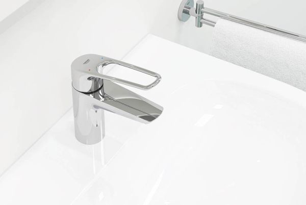 Grohe Eurosmart Einhand-Waschtischbatterie S-Size mit Verbrühschutz, offener Hebelgriff, chrom