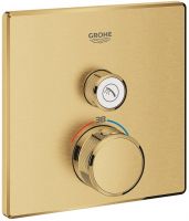 Vorschau: Grohe Grohtherm SmartControl Thermostat mit einem Absperrventil, Fertigmontageset eckig cool sunrise gebürstet 29123GN0