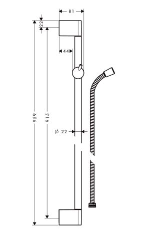 Hansgrohe Unica'Crometta Brausestange 90cm mit Brauseschlauch 1,60m, chrom