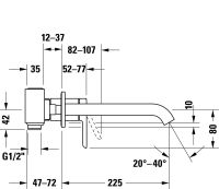 Vorschau: Duravit C.1 Einhebel-Waschtischmischer Unterputz, Ausladung 225mm, chrom