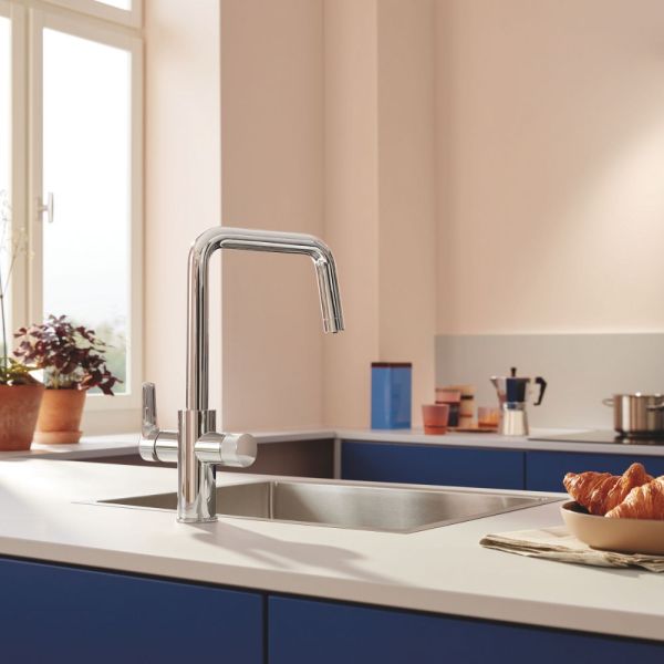 Grohe Blue Pure Start Küchenarmatur Starter Set mit U-Auslauf und Mini Aktivkohle-Filter, chrom