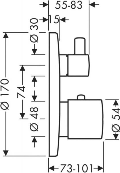 Axor Uno Thermostat Unterputz mit Abstellventil