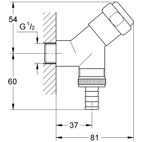 Grohe Eggemann Original WAS® Anschlussventil DN 15, Schrägsitzausf. m. RV, chrom