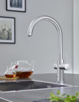 Grohe Red Duo Einhand-Spültischbatterie, C-Auslauf, Armatur und Boiler Größe L, chrom