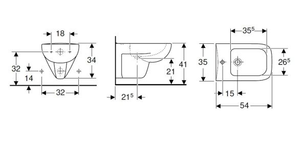 Geberit Renova Plan Wandbidet mit Überlauf, weiß_2