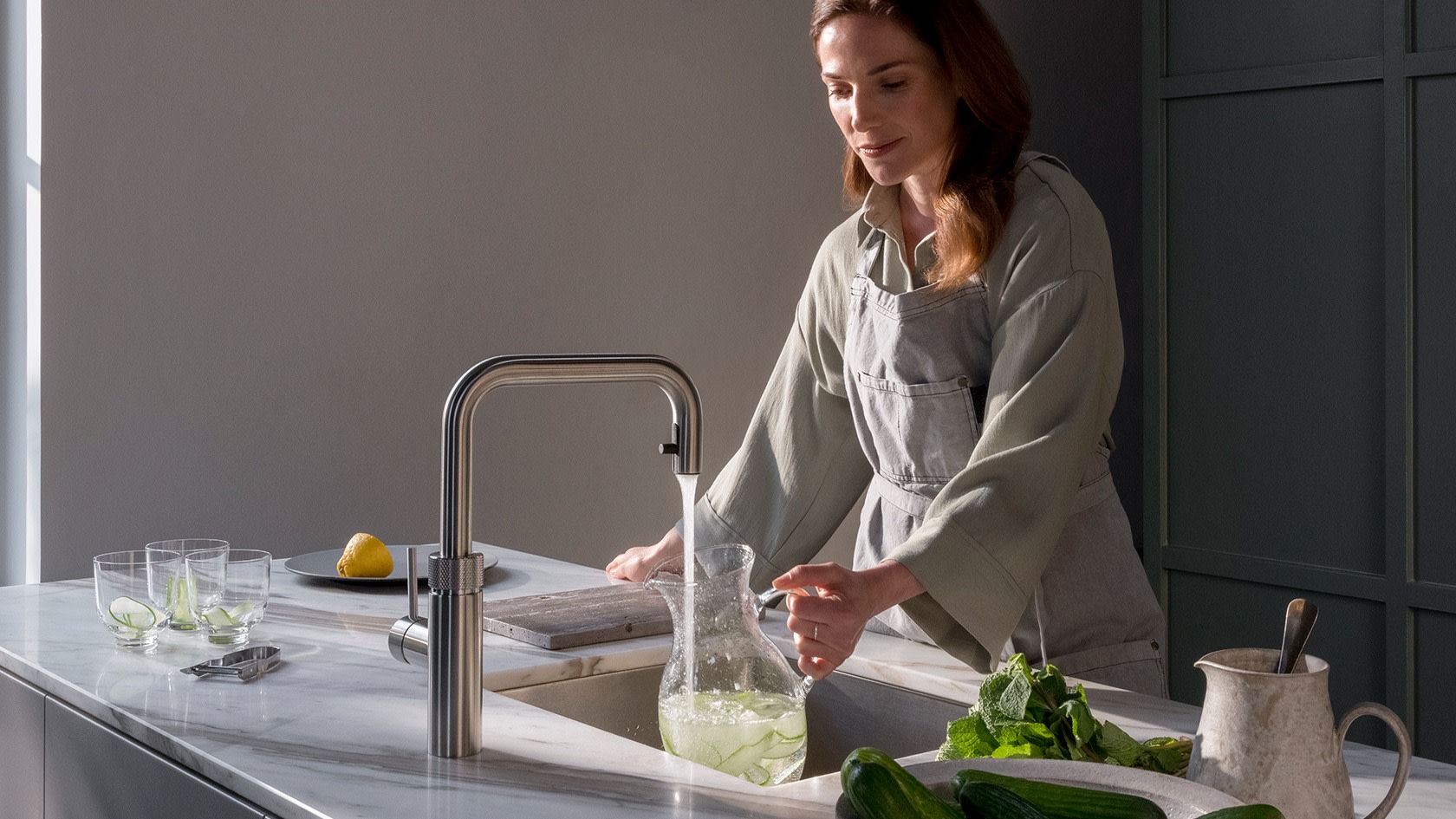 Quooker CUBE · gekühltes prickelndes Wasser aus dem Hahn