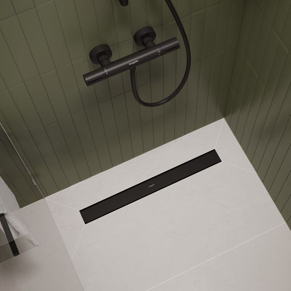 RainDrain Go Komplettset Duschrinne 100cm befliesbar für Standard-/flache Installation, schwarz matt 56275670