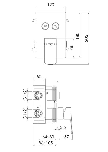 Steinberg Serie 342 Fertigmontageset für Wanne/Brause-Einhebelmischer