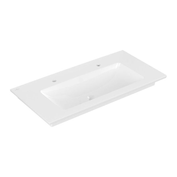 Villeroy&Boch Venticello Doppel-Waschtisch 100x50cm, 2 Hahnlöcher, ohne Überlaufloch, weiß 4104AG01