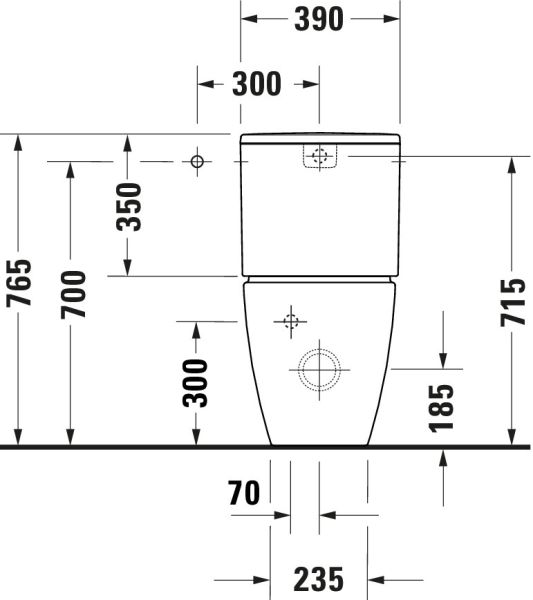 Duravit ME by Starck Stand-WC für Kombination, Tiefspüler, spülrandlos, WonderGliss, weiß