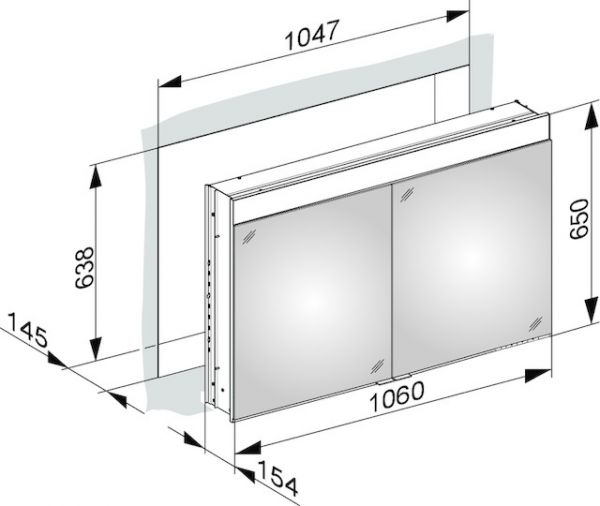 Keuco Edition 400 Spiegelschrank DALI-steuerbar für Wandeinbau, 106x65cm
