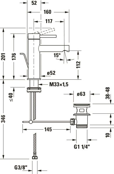 Duravit Circle Einhebel-Waschtischarmatur M mit Ablaufgarnitur, chrom