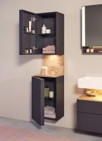 Vorschau: Duravit Qatego Hochschrank 40x176cm in graphit supermatt Antifingerprint, mit offenem Fach in eiche marmoriert QA1346