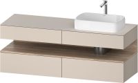 Vorschau: Duravit Qatego Unterschrank für Aufsatzbecken 160x55cm in taupe matt, mit offenem Fach in eiche marmoriert, Ausschnitt rechts QA4778