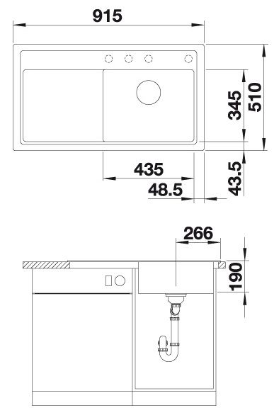 Blanco Zenar 5 S Granitspüle SILGRANIT®, mit Ablauffernbedienung