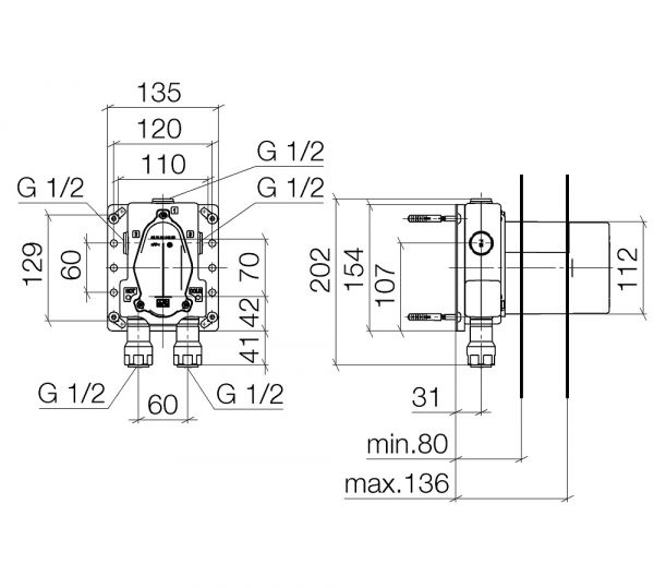 Dornbracht UP-Thermostat mit Vorabsperrung