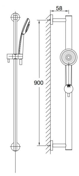 Steinberg Brausegarnitur mit Brausestange 900mm, Handbrause 3-fach verstellbar, Easy Clean, chrom