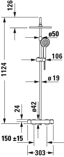 Duravit Shower System/Duschsystem MinusFlow mit Brausethermostat, schwarz matt