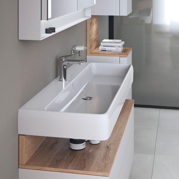 Duravit Qatego Waschtisch 120x47cm, wandhängend, mit Hahnloch, HygieneGlaze, weiß 2382122000