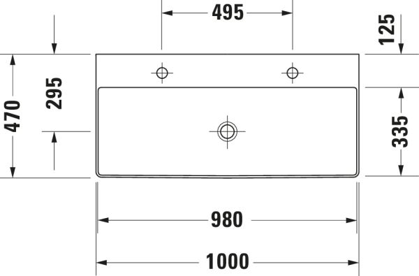 Duravit DuraSquare Waschtisch 100x47cm, ohne Überlauf, mit Wondergliss, mit nicht verschließbarem Ablaufventil, weiß 23531000431