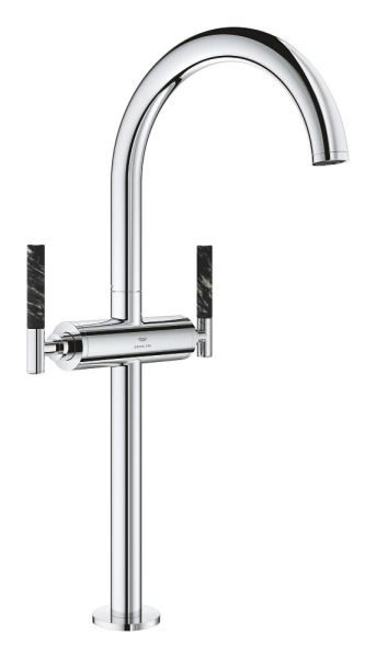 Grohe Atrio 2-Griff-Waschtischarmatur XL-Size mit Push-Open, für Atrio Hebelgriffe aus Vanilla Noir Caesarstone 48459000, 21140000