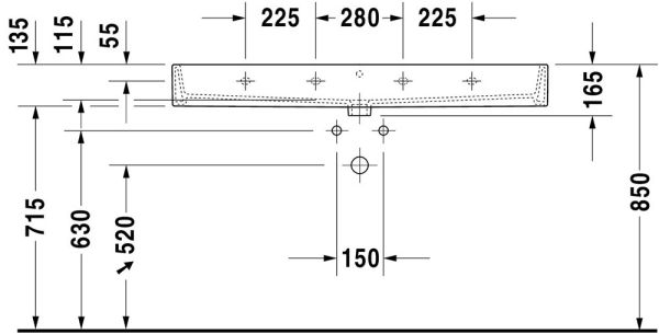 Duravit Vero Air Waschtisch rechteckig 120x47cm, ohne Überlauf, ohne Hahnloch, weiß 2350120079