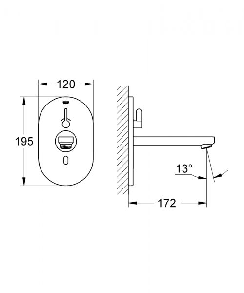 Grohe Eurosmart Cosmopolitan E Infrarot-Elektronik für Waschtisch mit Mischung, Ausl. 172mm, chrom