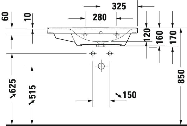 Duravit D-Neo Waschtisch rechteckig 80x48cm, mit Überlauf, ohne Wondergliss, weiß 2370800000