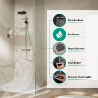 Vorschau: hansgrohe Pulsify S Puro Duschsystem 260 EcoSmart, Ecostat Fine & 3 jet Handbrause chrom 24237000