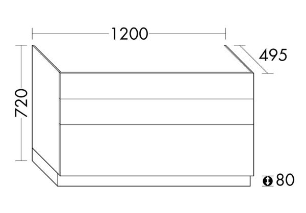 Burgbad Crono Waschtischunterschrank für 2 Aufsatzwaschtische, 3 Auszüge, 120x49,5x72cm, bodenstehend SEVK120F1786G0000