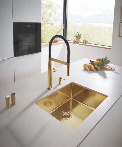 Grohe K700U Küchenspüle aus Edelstahl 55x45cm, cool sunrise gebürstet 31574GN1 mit Küchenarmatur 30294GN0