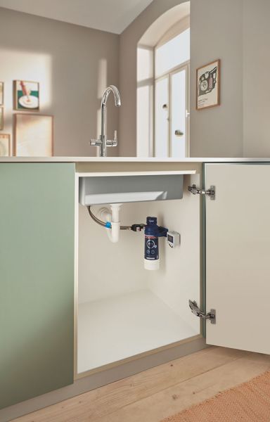 Grohe Blue Pure BauCurve Küchenarmatur Starter Set, mit C-Auslauf und Ultrasafe Filter, chrom