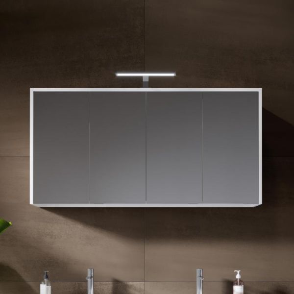 RIHO Porto Square Doppelwaschtisch mit Unterschrank 120cm & LED-Spiegelschrank, 4 Auszüge