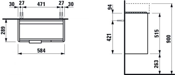 Laufen Base VAL Waschtischunterbau, 58,5cm breit, 2 Türen, passend für Waschtisch 81528.5