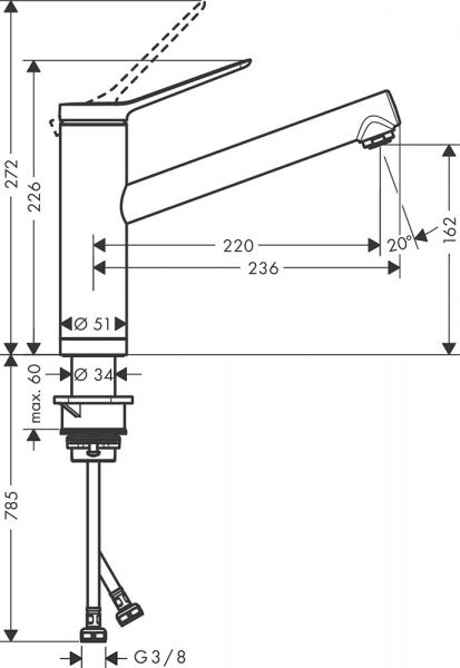 Hansgrohe Zesis M33 Küchenarmatur 160 Vorfensterm. chrom 74805000