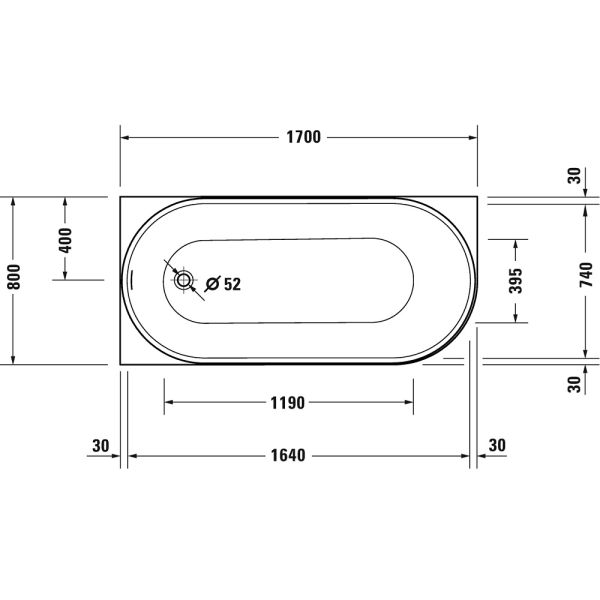 Duravit DuraSenja Eck-Badewanne 170x80cm, weiß, links 700580000000000