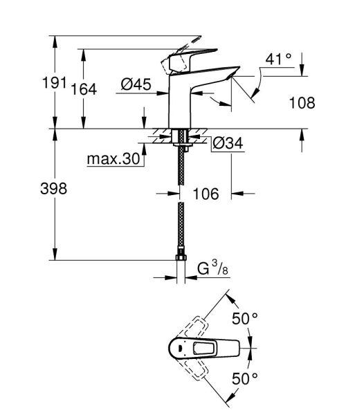 Grohe BauLoop Einhand-Waschtischbatterie M-Size, chrom