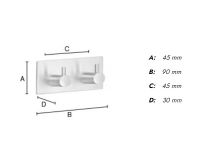 Vorschau: Smedbo Square Design selbstklebender Doppel-Haken, 9x4,5cm, chrom