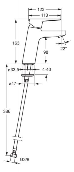 Hansa Hansatwist XL Waschtisch-Einhand-Einlochbatterie, Bügelhebel, 123mm, chrom