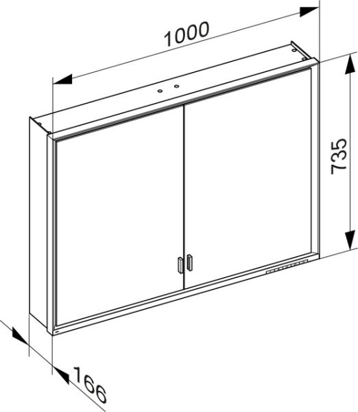 Keuco Royal Lumos Spiegelschrank für Wandvorbau, 2 lange Türen, 100x73,5cm 143041723011