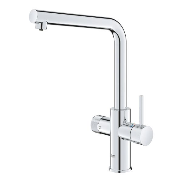 Grohe Blue Pure Minta Einzelarmatur, schwenkbarer L-Auslauf mit Filterfunktion, chrom