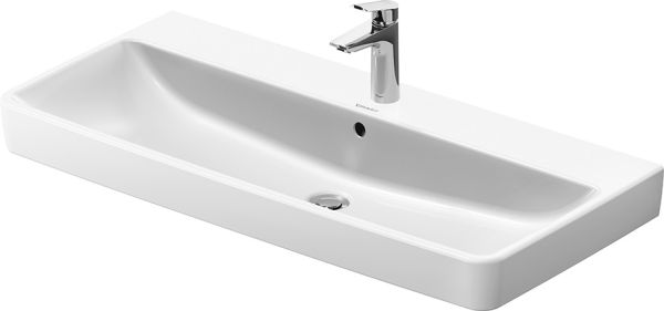 Duravit No.1 Waschtisch rechteckig 100x46cm, mit Hahnloch, mit Überlauf, weiß 23751000002