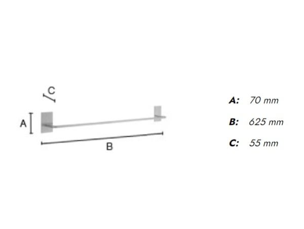 Smedbo Square selbstklebende Handtuchstange 62,5cm, edelstahl gebürstet